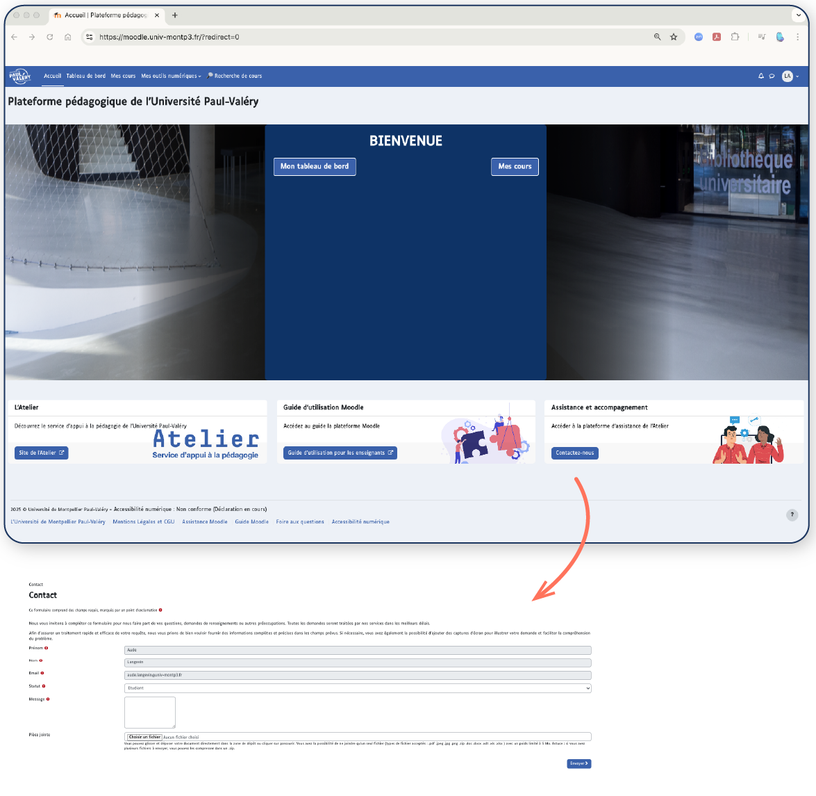 écran accueil Moodle
