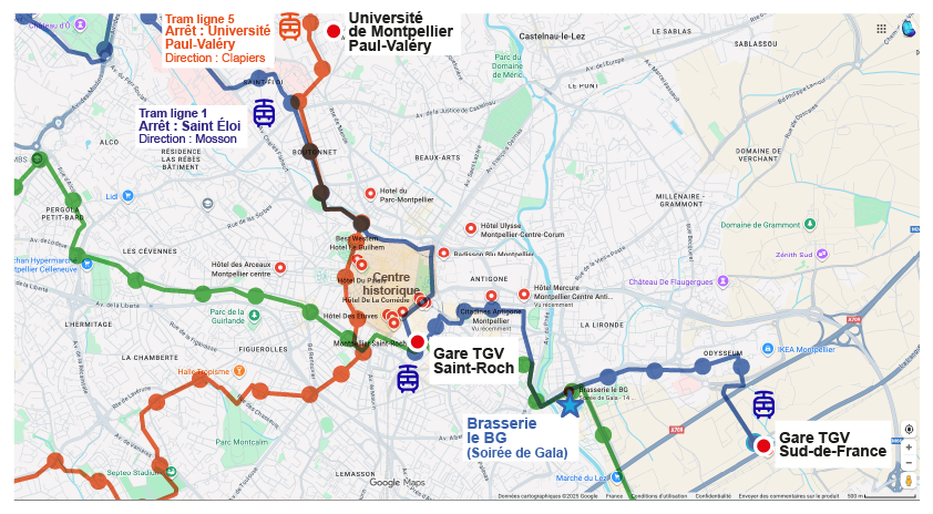 Plan de Montpellier-tram-gares