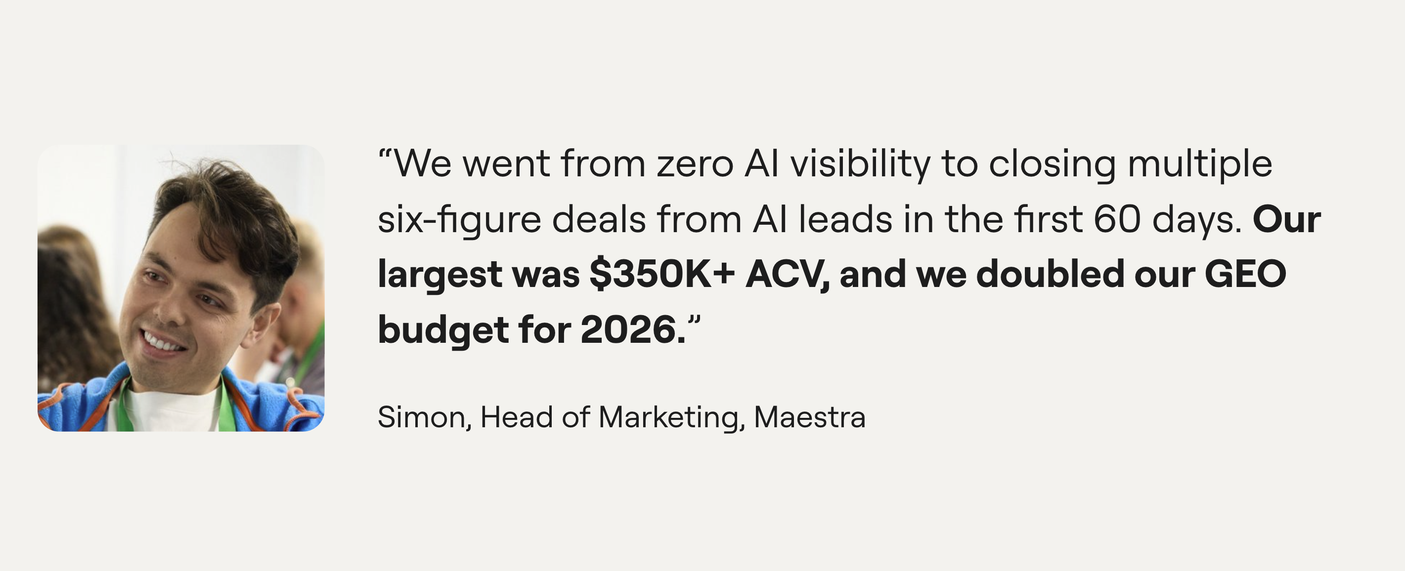 Simon, Head of Marketing at Maestra — from zero AI visibility to #1 share of voice with Writesonic