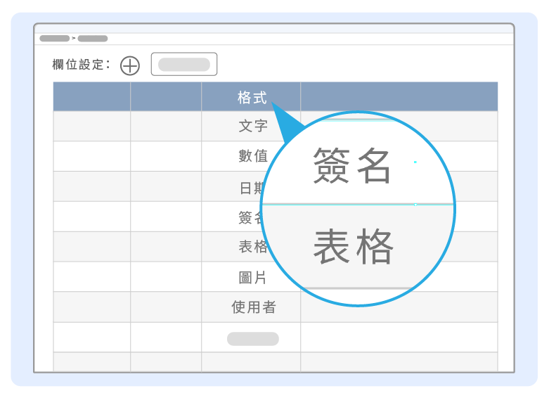 表單欄位新增表格、簽名更多格式