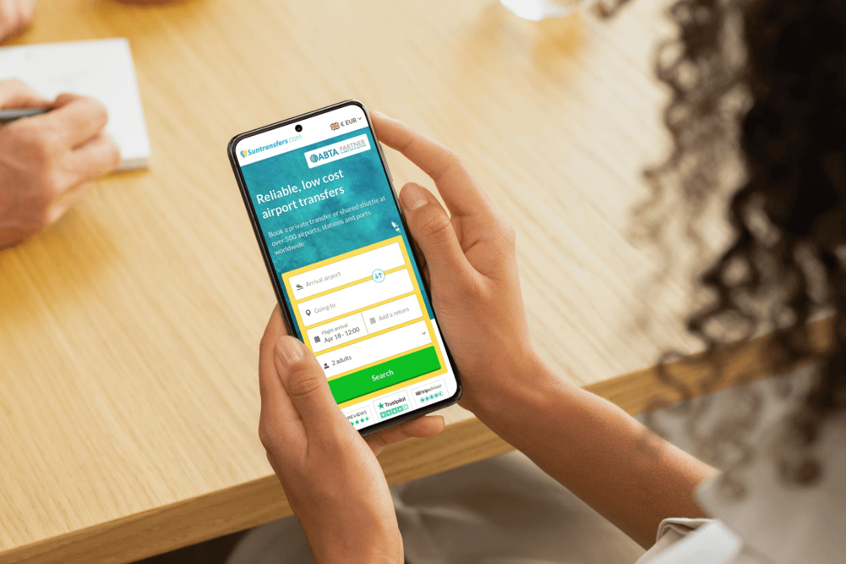 Suntransfers website on smartphone