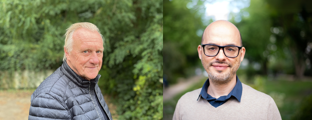 Een portret van Pol Goossen links en een portret van Tobias Leenaert rechts