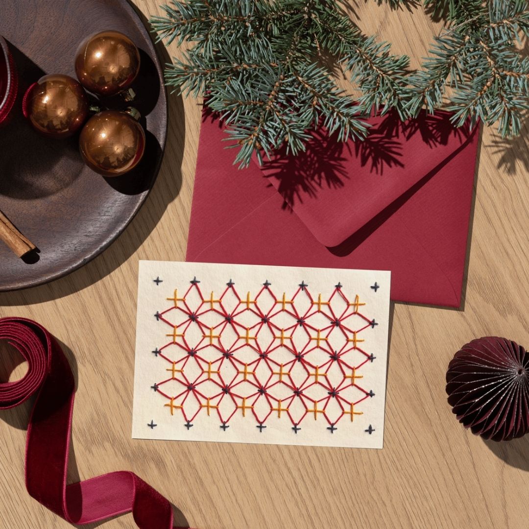 Sashiko Stickerei auf Papier