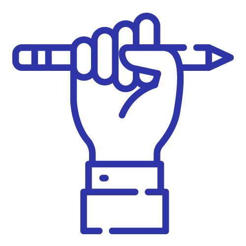 Iconografia representativa de mão a segurar em lápis