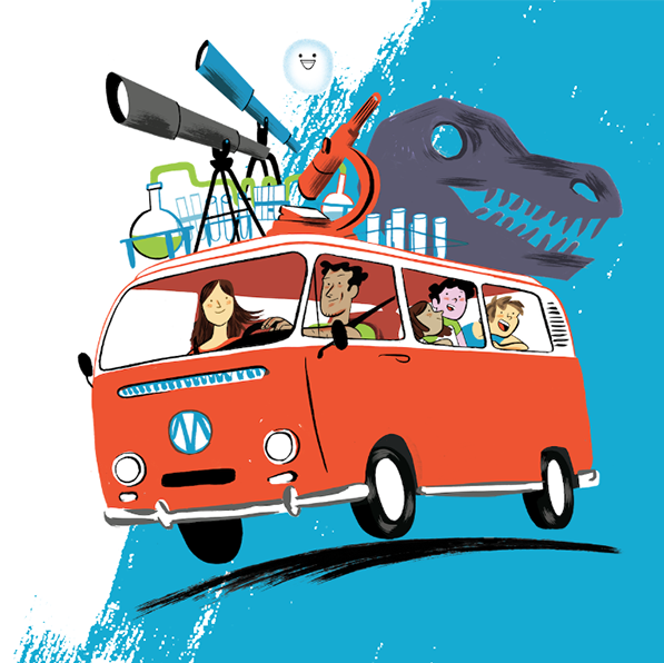 Representação de família numa carrinha