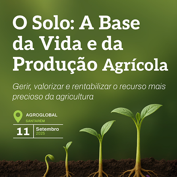 Título "O Solo: a Base da Vida e da Produção Agrícola" e fotografia de rebentos