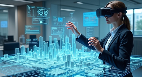 Pessoa a interagir em contexto de realidade virtual