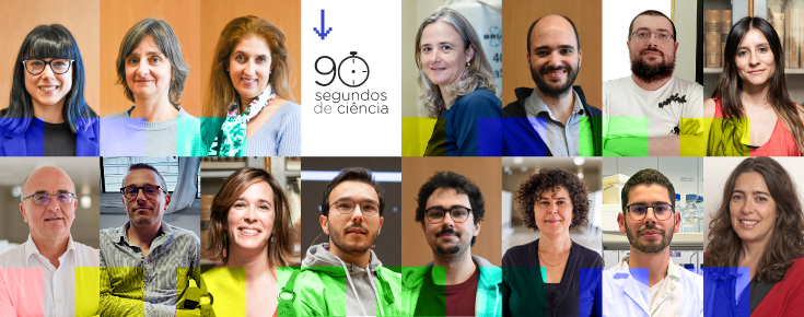 Prémio Ciência Viva reconhece projeto que dá voz à ciência feita em Portugal Mosaico de 16 fotografias e do logótipo do programa “90 Segundos de Ciência”