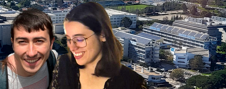 Dois estudantes e panorâmica de CIÊNCIAS ULisboa