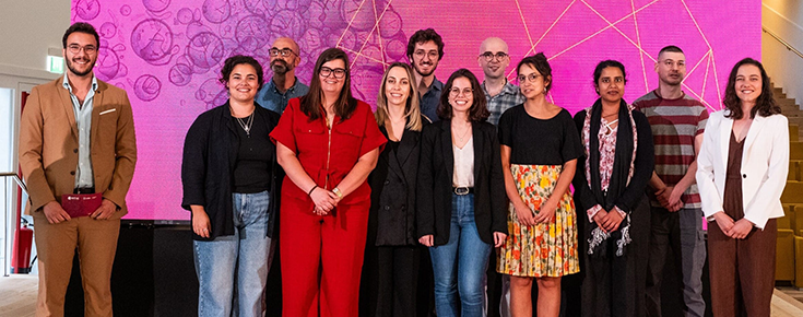 Finalistas da 3.ª edição do 3MT ULisboa, na final da competição que decorreu no Centro de Congressos do Pavilhão de Portugal em maio de 2025