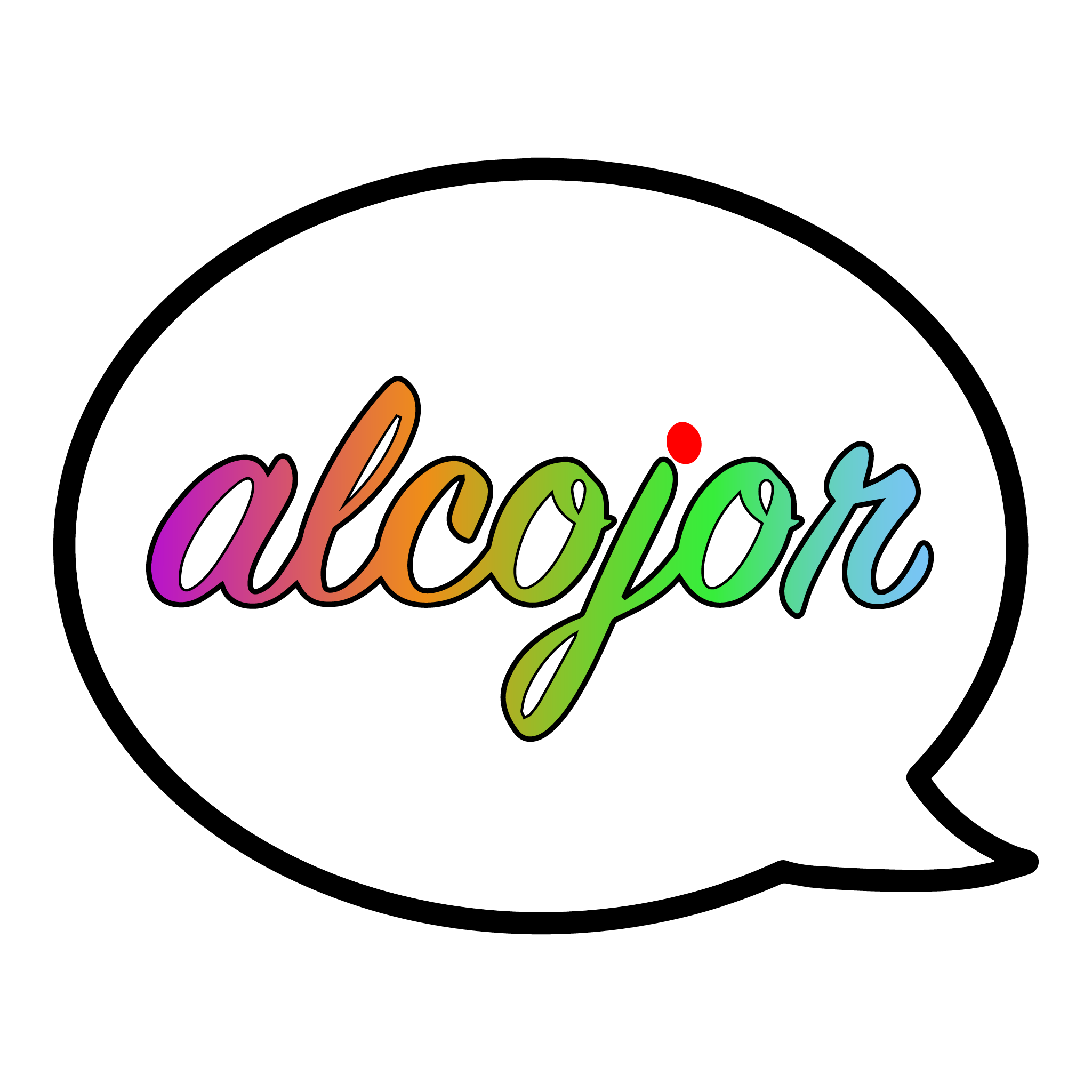 My logo: the word "Alcojor" (my last name) inside a comicbook speech balloon