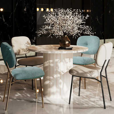Contemporary Dining Set with Bamboo Legs