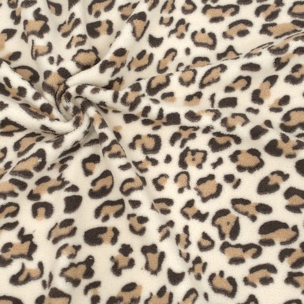 Heller Fleece-Stoff mit Leoparden-Muster