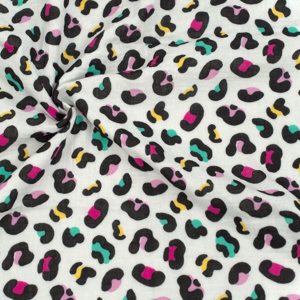 Musselin Stoff in buntem Leoprint