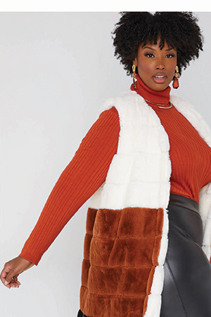 Colorblock Faux Fur Vest