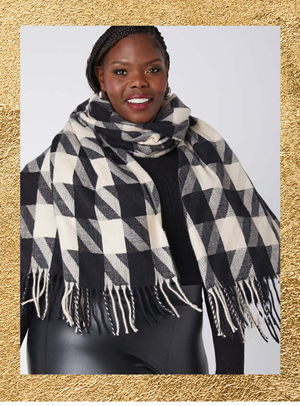 Fringed Houndstooth Scarf