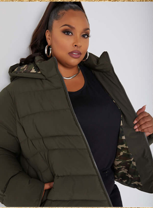 Camo Lined Puffer Jacket