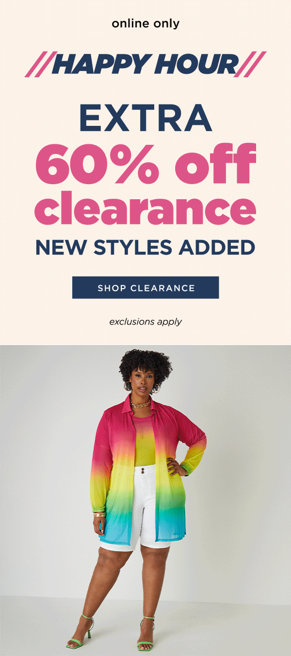 Online only. 60% off clearance. Shop clearance
