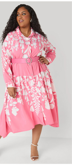 Belted Floral Midaxi Shirtdress Belted Floral Midaxi Shirtdress