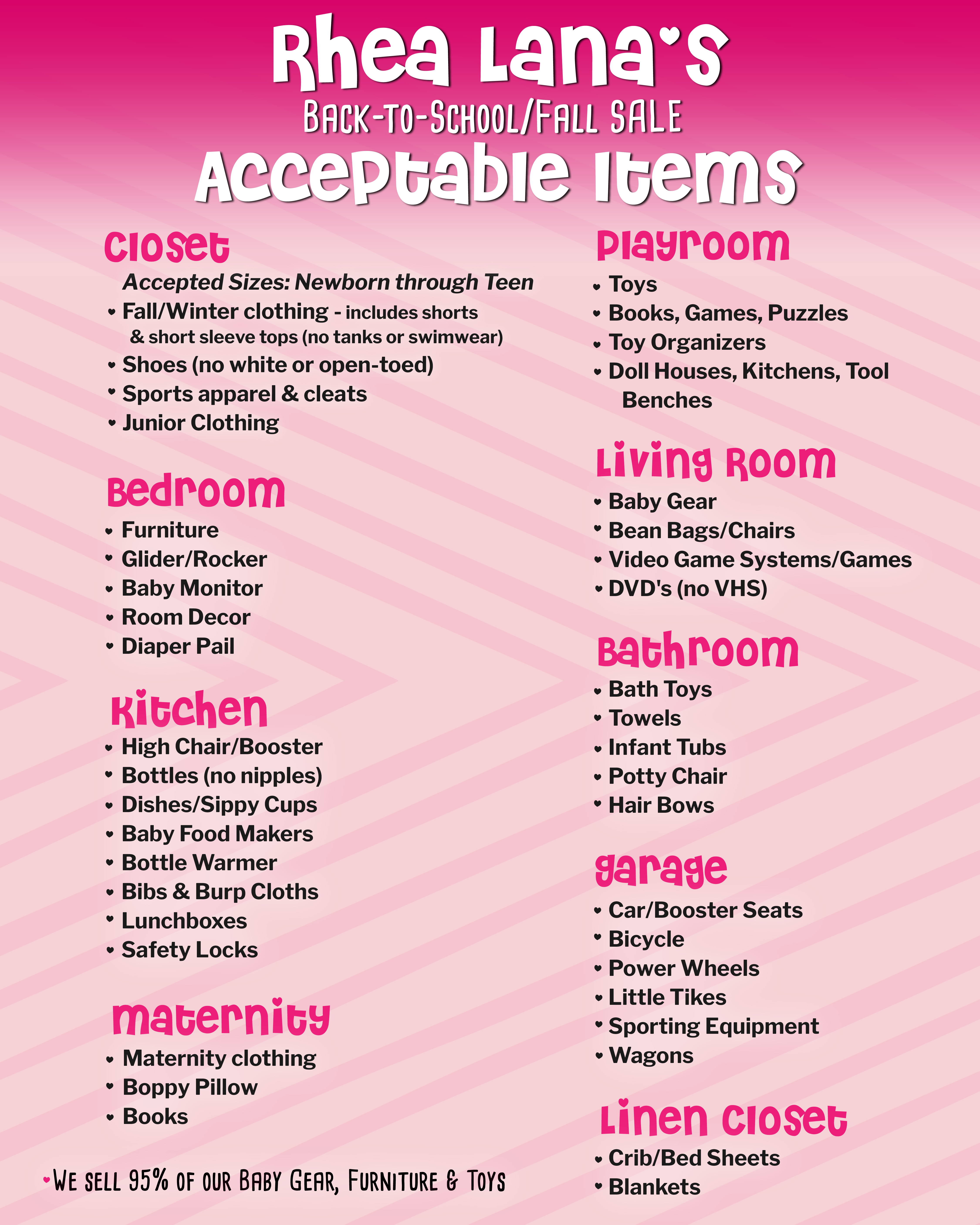 accctepable items