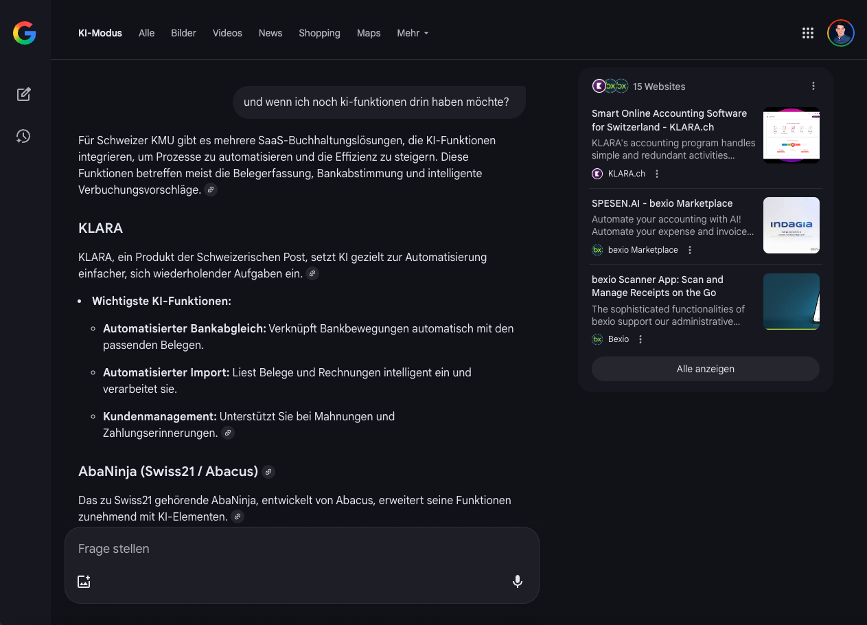 Folgefrage im KI-Modus