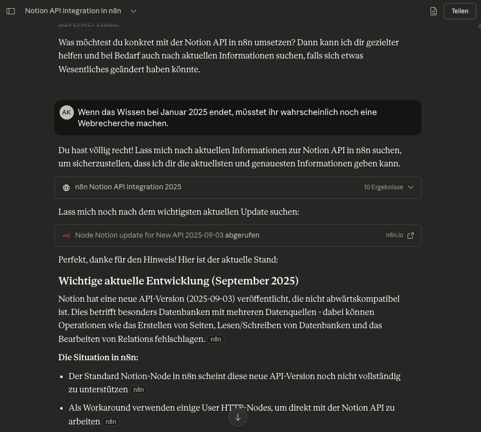 Konversation Fortsetzung