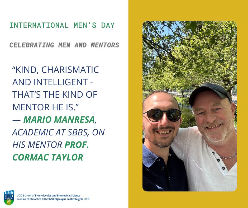 Dr Mario Manresa with his mentor Professor Cormac Taylor smiling outdoors beside a canal.