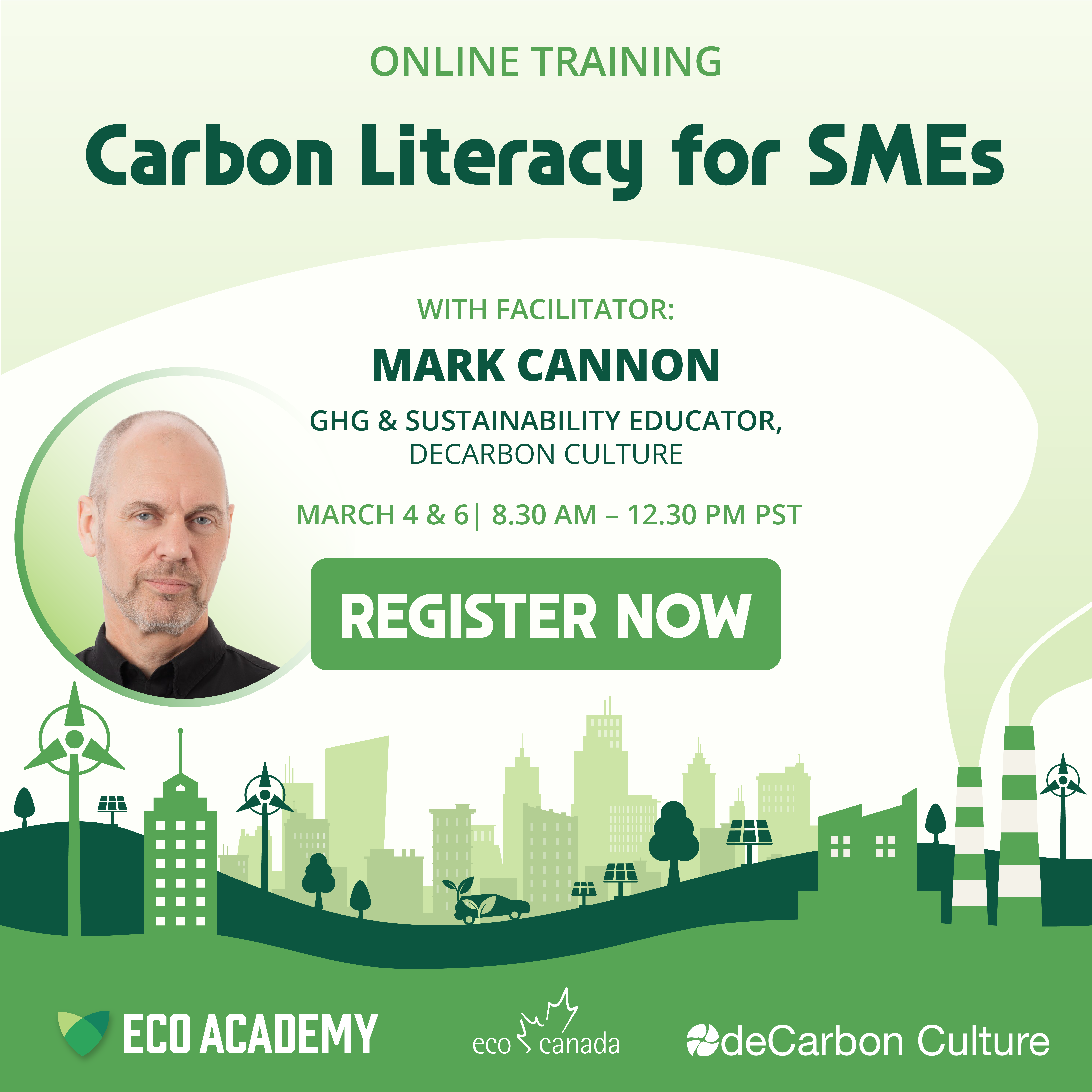 Promotional graphic for the ECOMPASS Skills Assessment Tool with the headline “Identify gaps. Train accordingly.”, a “Start Assessment” call-to-action button, checkmark and square icon graphics, a green gradient background, and logos for ECO Canada and the Government of Canada, marked as new.