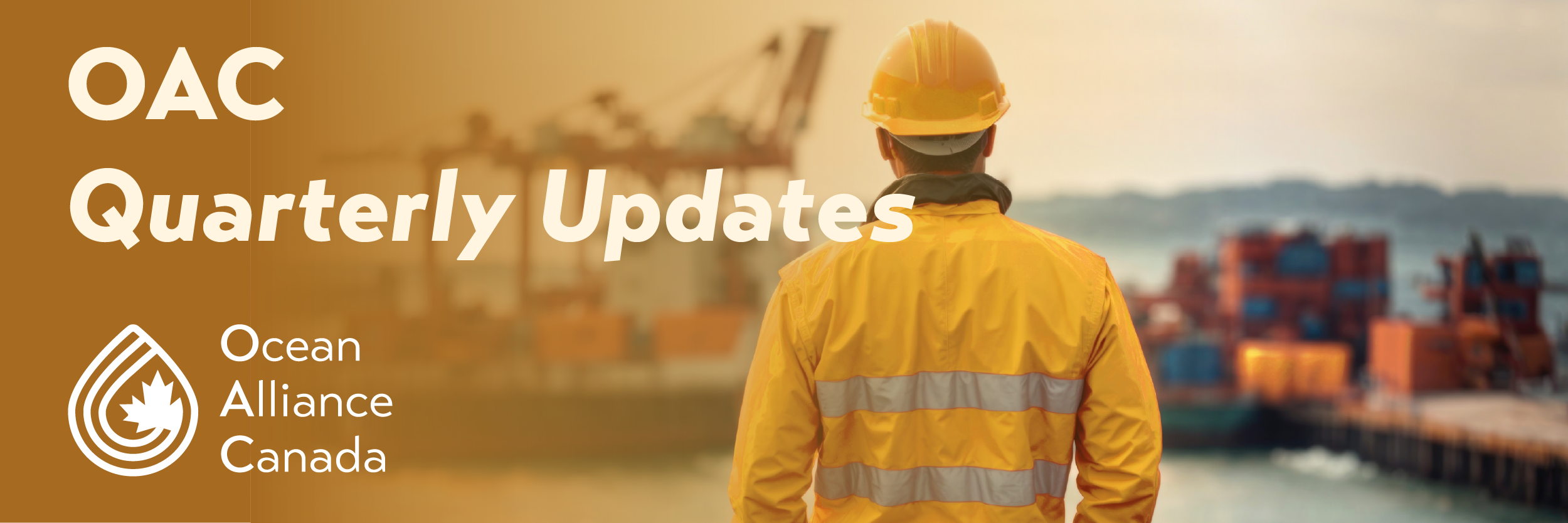 Banner for Ocean Alliance Canada newsletter titled “Your Ocean Sector Updates,” featuring the OAC logo and a background image of a marine buoy in the ocean.