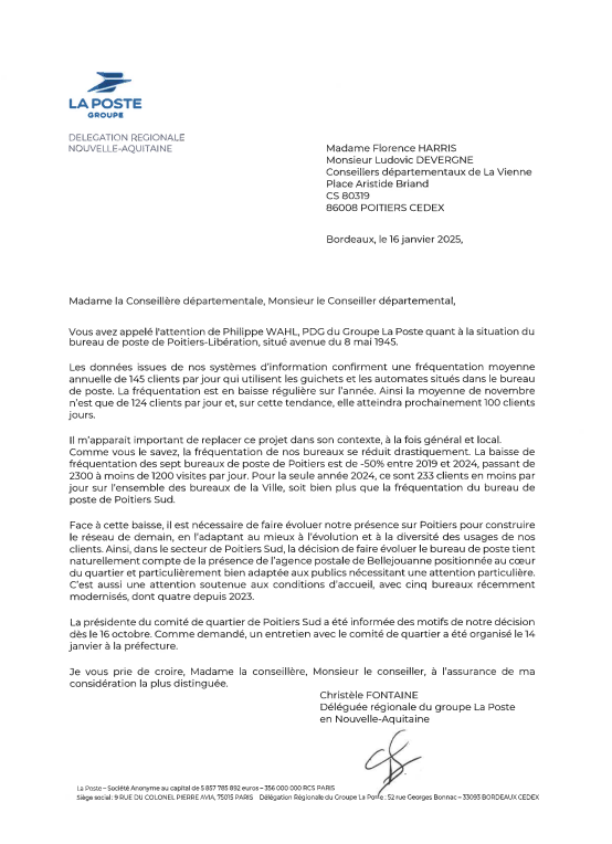 Lettre de la déléguée régionale en photo
