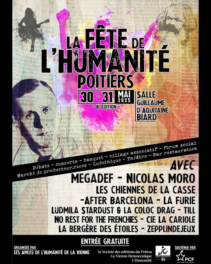 Affiche de la fête de l'Humanité Poitiers (avec la photo d'Ambroise Croizat)