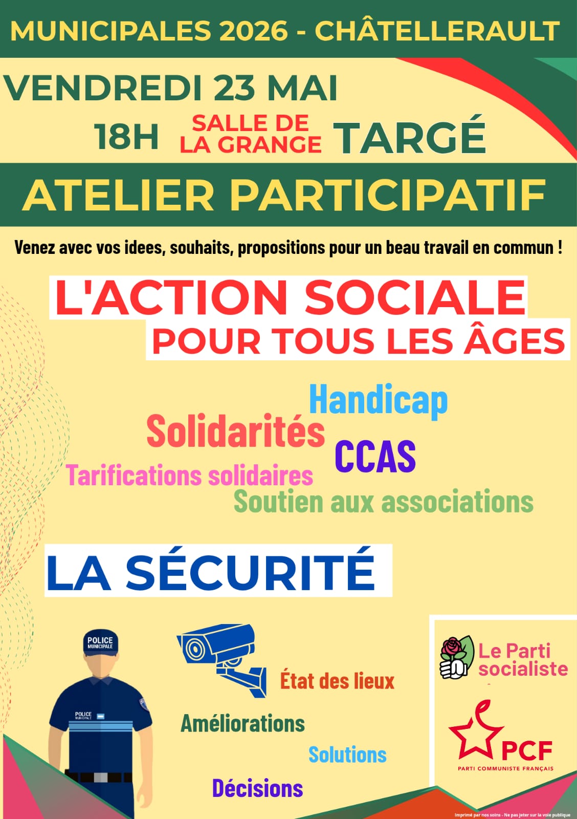 Affiche de la fête de l'Humanité Poitiers (avec la photo d'Ambroise Croizat)