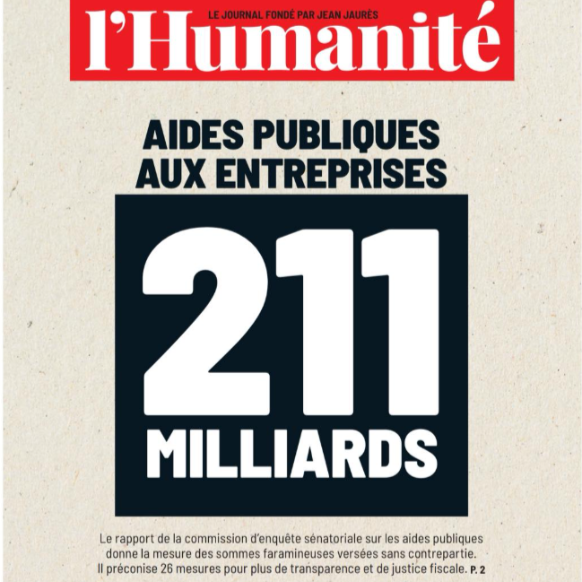 Une du 9 juillet 2025 du journal l'Humanité
