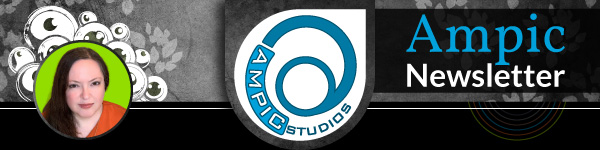 A photo of Amie, the Ampic Studios logo, and the title "Ampic Newsletter".