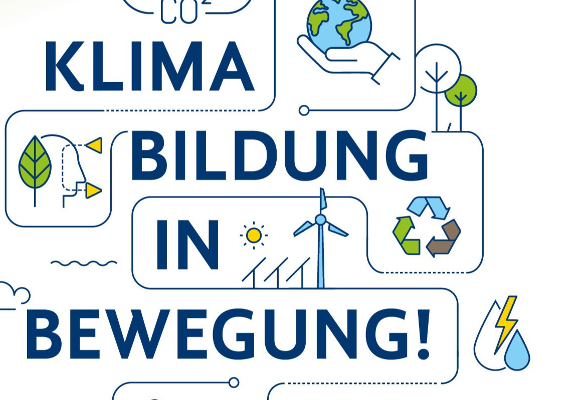Schriftzug: Klimabildung in Bewegung