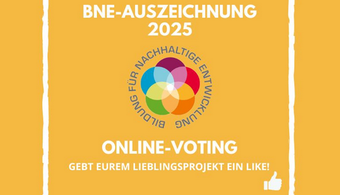 Gelbes Plakat mit Text zum Online-Voting