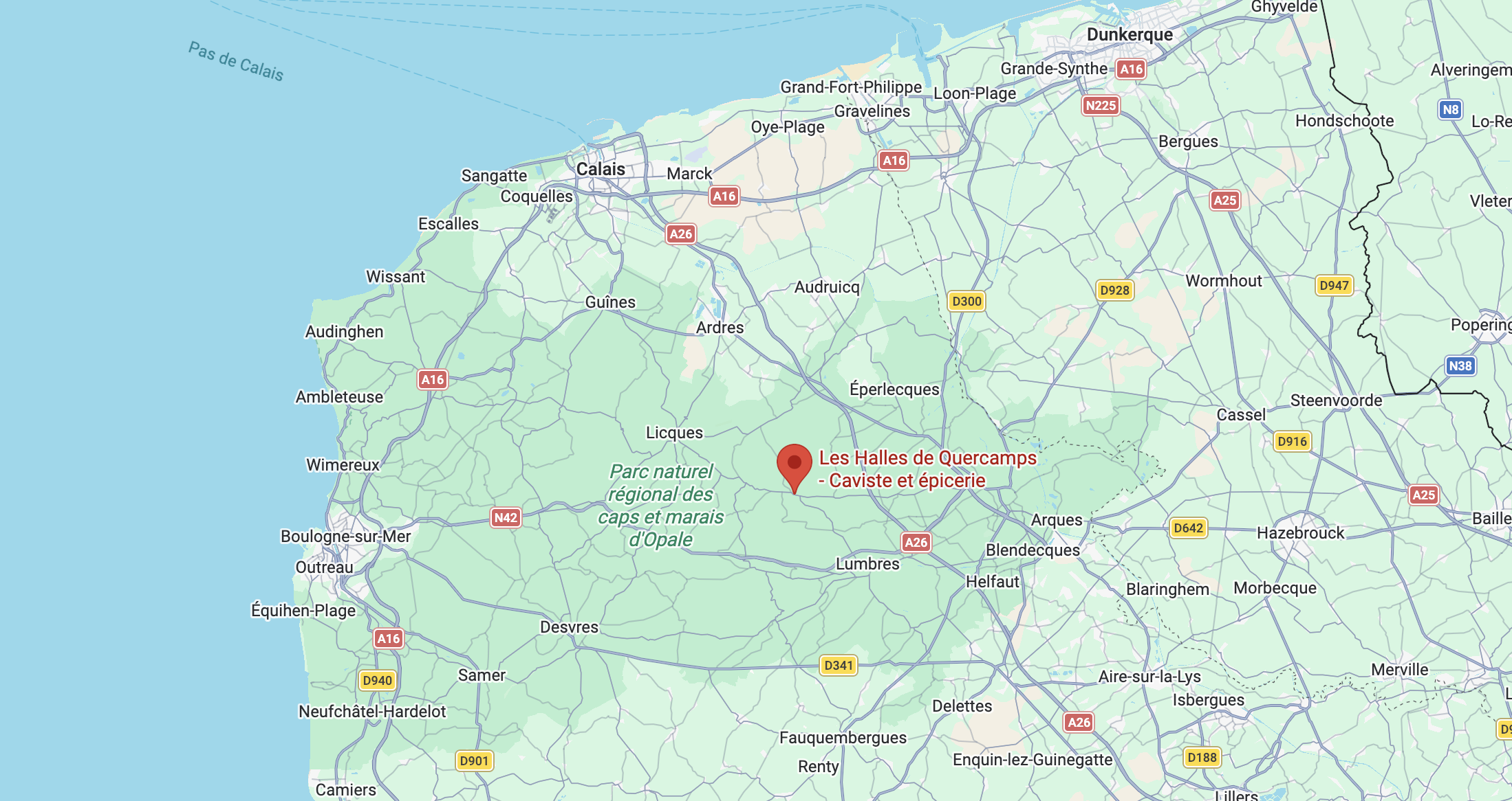 Plan d'accès - Halles de Quercamps, 15 Rue des Fiefs, 62380 Quercamps