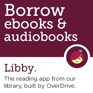 Borrow ebooks & audiobooks. Picture of a girl's face with pink hair and a bow that looks like a bookmark. Libby. The reading app from our library, built by OverDrive.