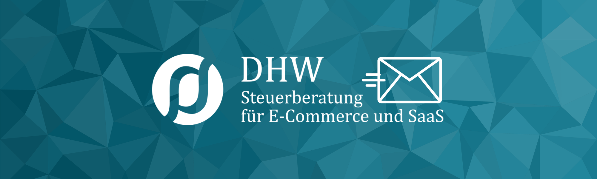 Zu sehen ist das Logo der DHW mit einem Briefumschlag, der den Podcast symbolisiert auf einem Hintergrund in DHW-Farben.
