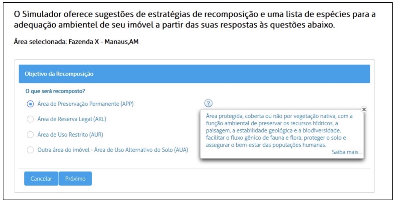 Tela 2 — O que será recomposto WebAmbiente