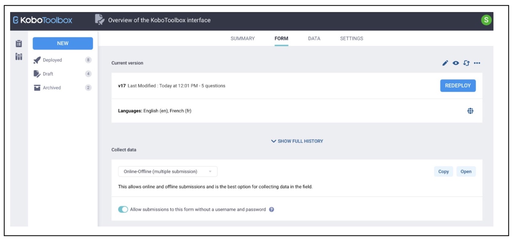 Tela 2 — Página do formulário KoboToolbox