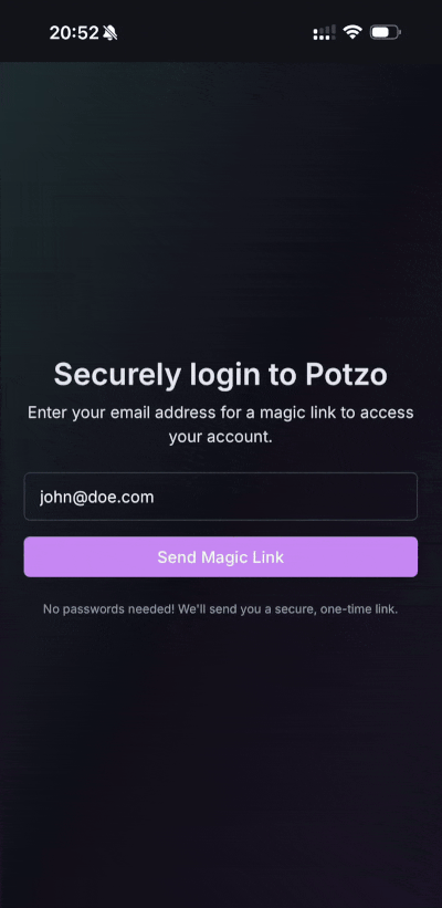Potzo login demo