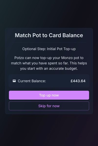Initial Top-Up UI