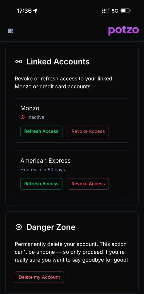 Account control UI