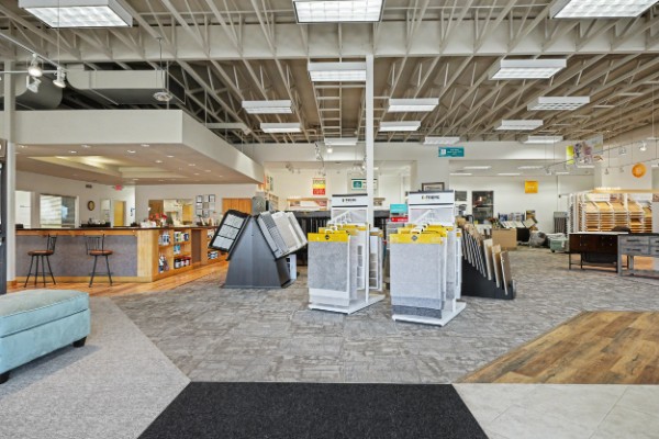 Commercial interior photographed to explain the flow between spaces