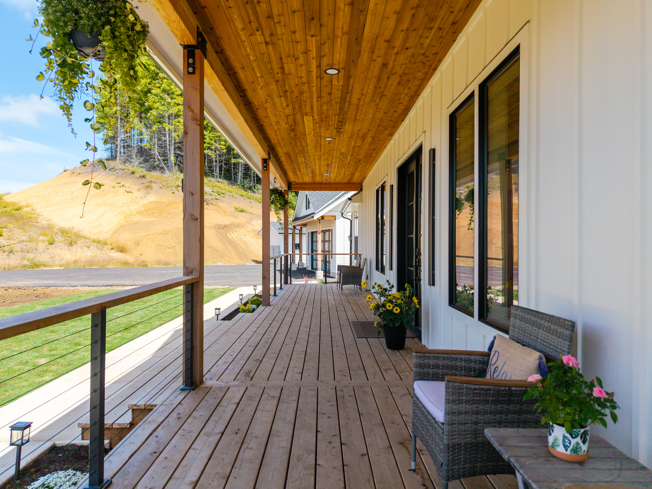 Covered porch photographed to show outdoor character