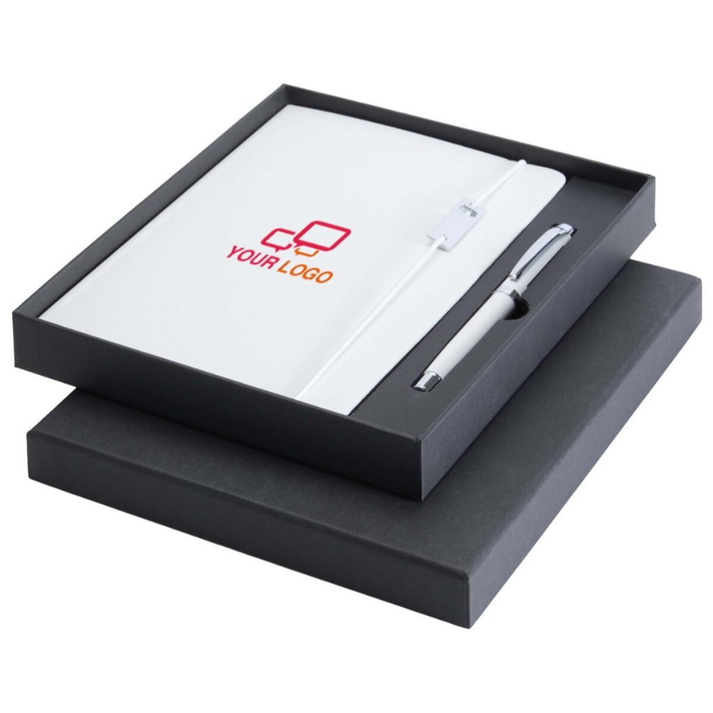 Legato Elegance A5 Notizbuch mit Tintenroller-Set, weiß