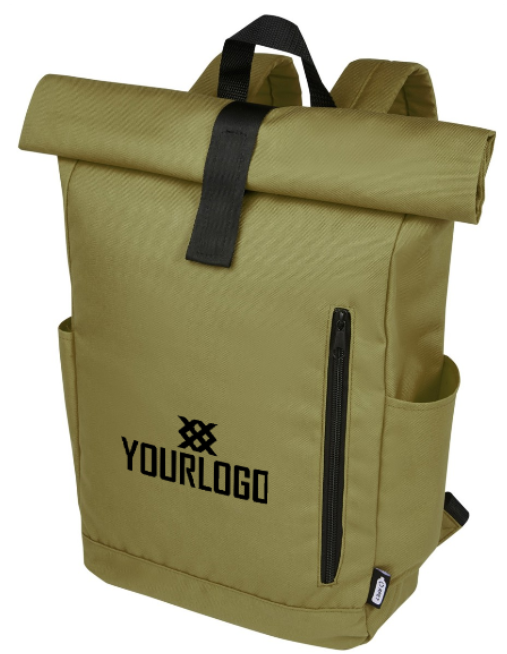 Byron Roll-Top Rucksack 18L, olive, mit Logodruck