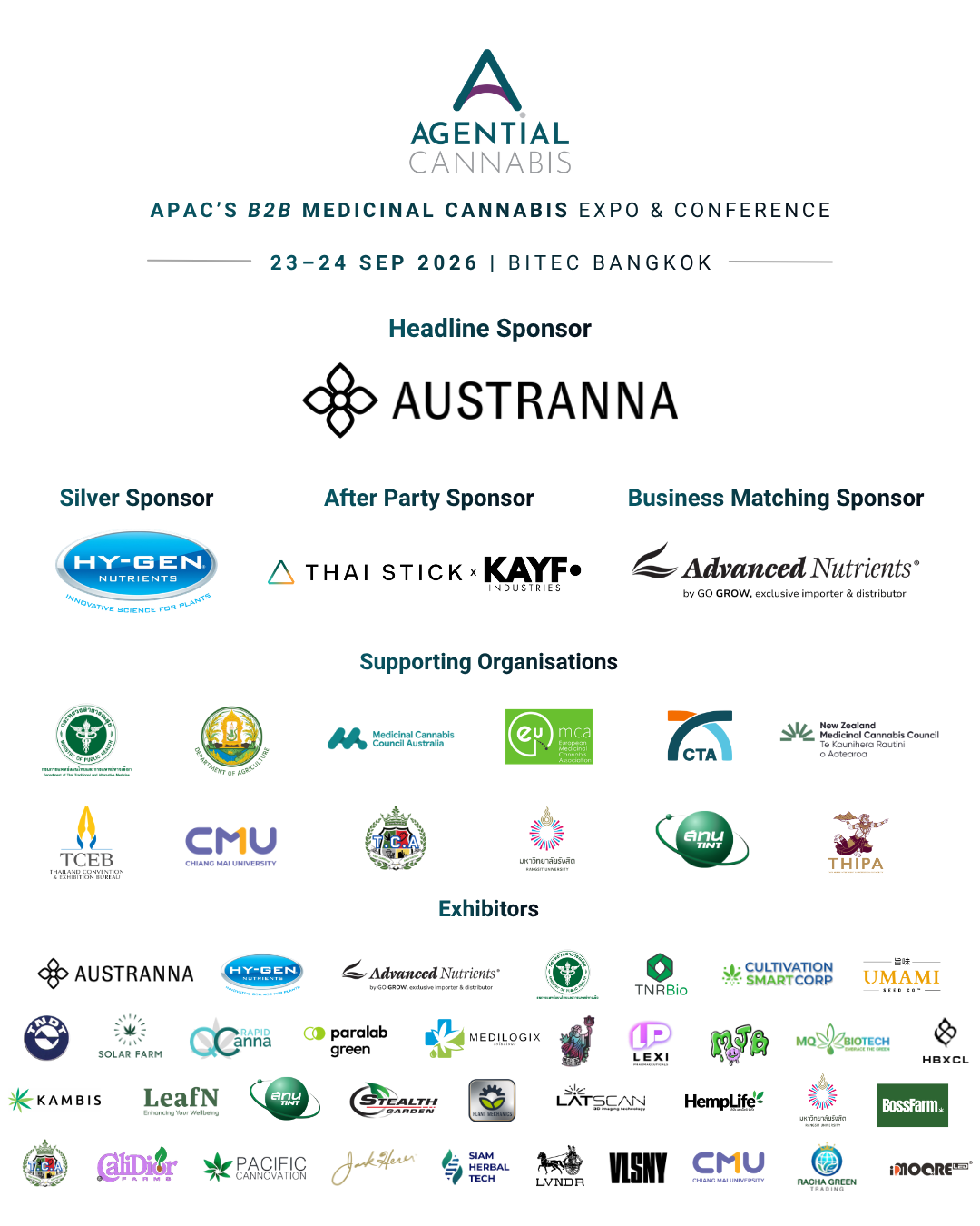 Agential Cannabis 2026 Exhibitors, Partners and Supporters